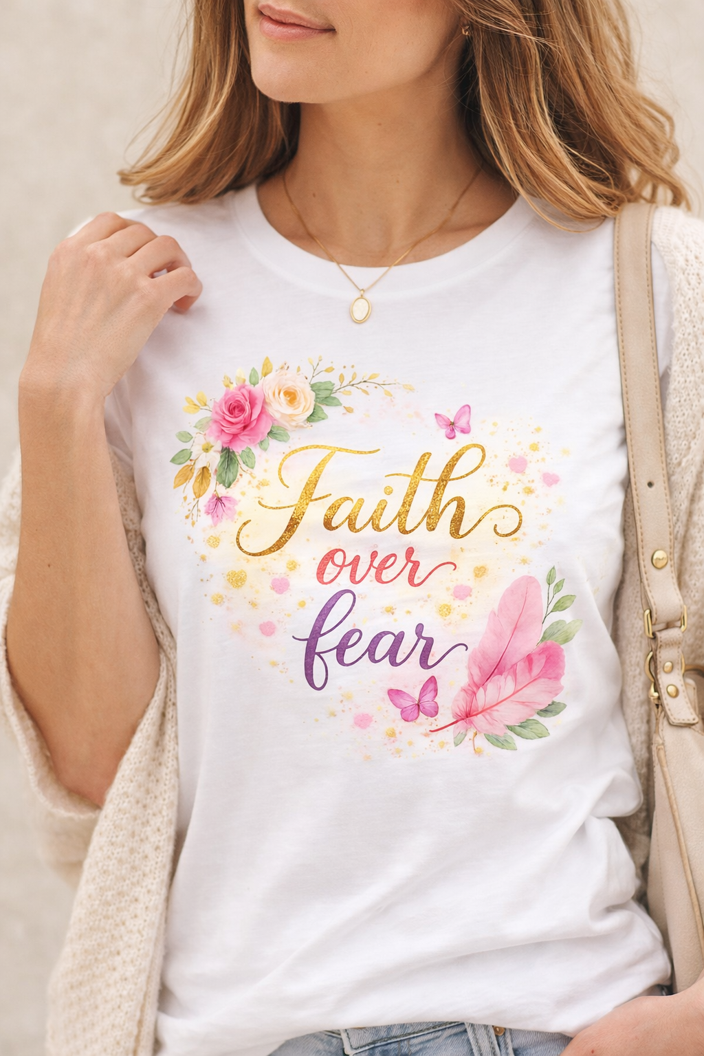 Faith Over Fear Floral T-Shirt – Inspirational Christian Graphic Tee