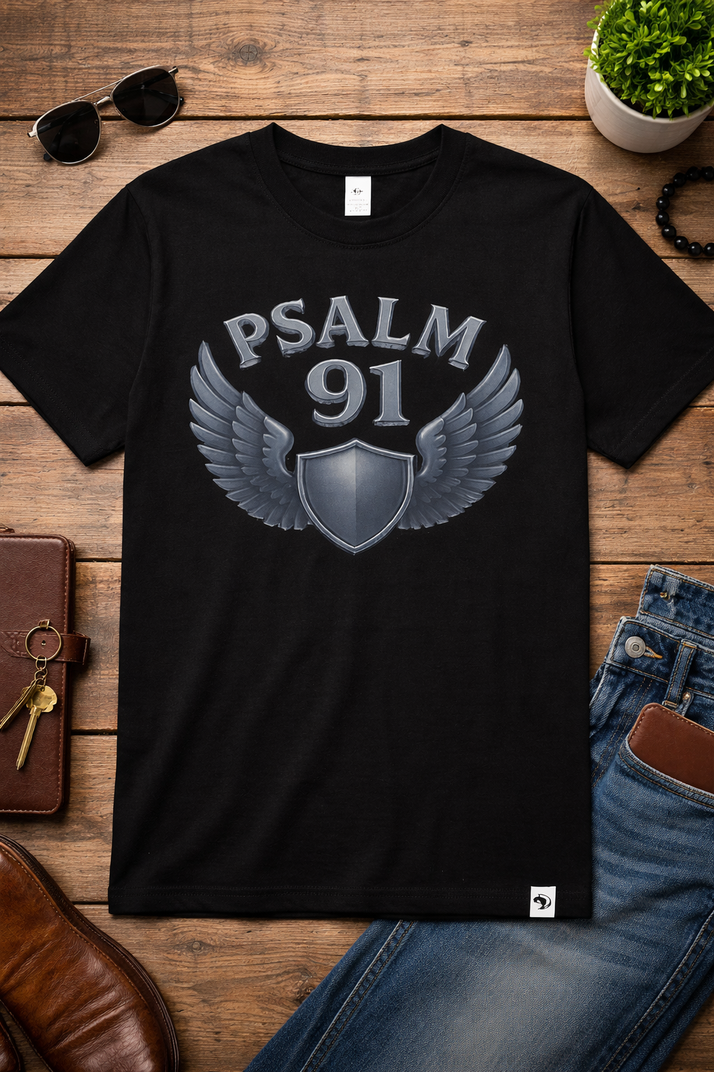 Psalm 91 T-Shirt – Christian Faith Graphic Tee, Inspirational Bible Verse Shirt,