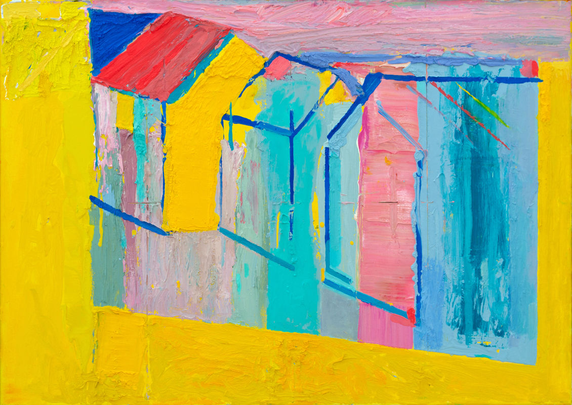 Beach Huts (Window) by Ashley Hanson