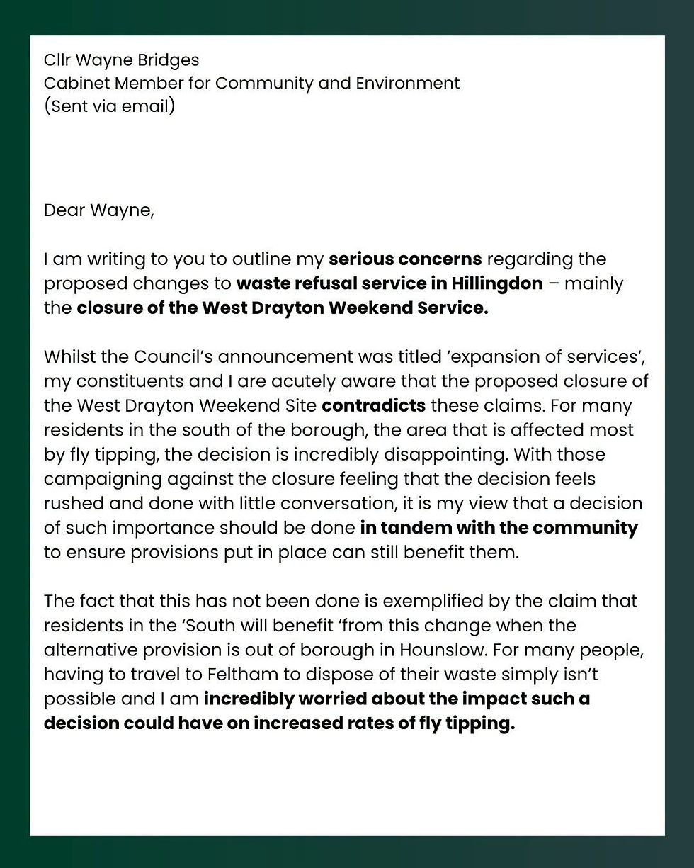 Closure of the West Drayton Weekend Waste Site