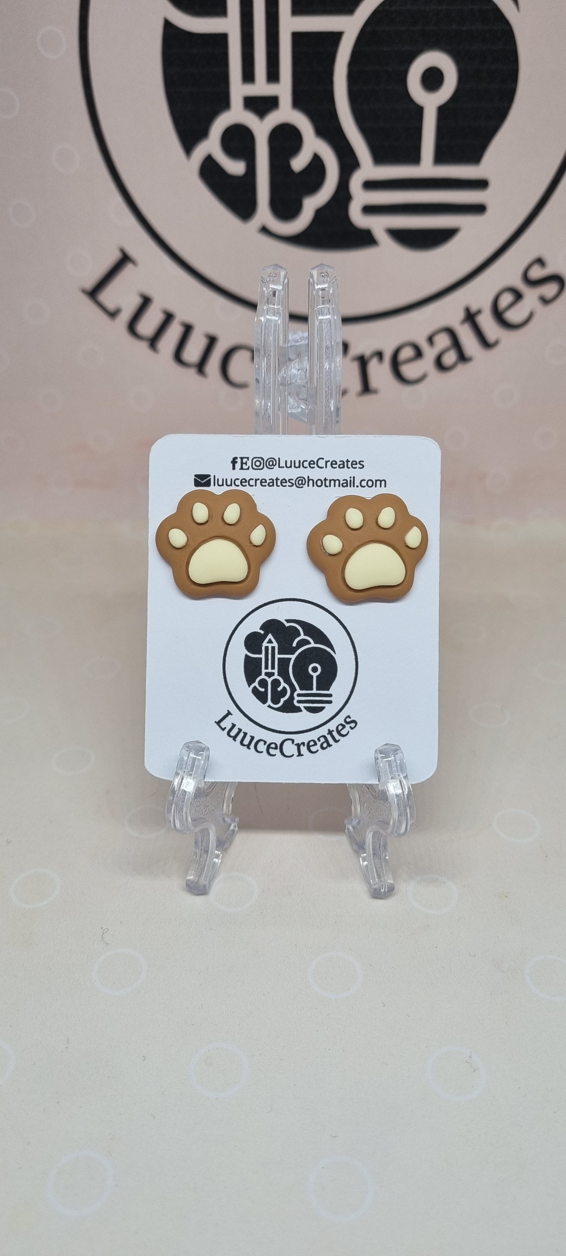 Brown Paw Print Earrings
