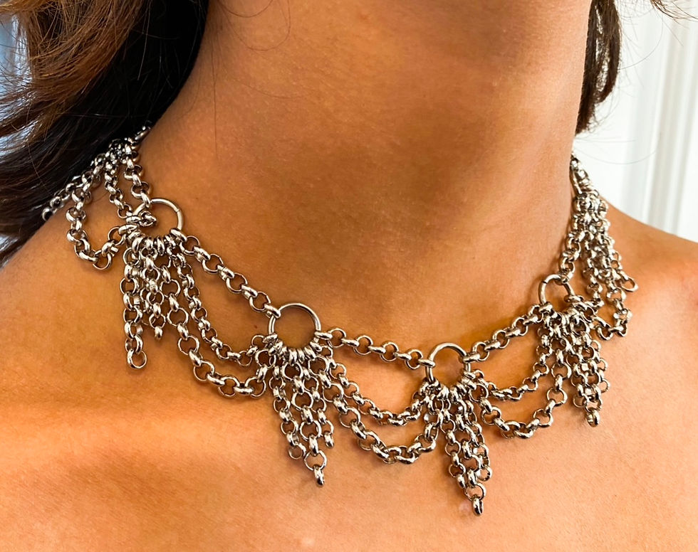 Thumbnail: The Angelic Lace, Steel Drape Necklace