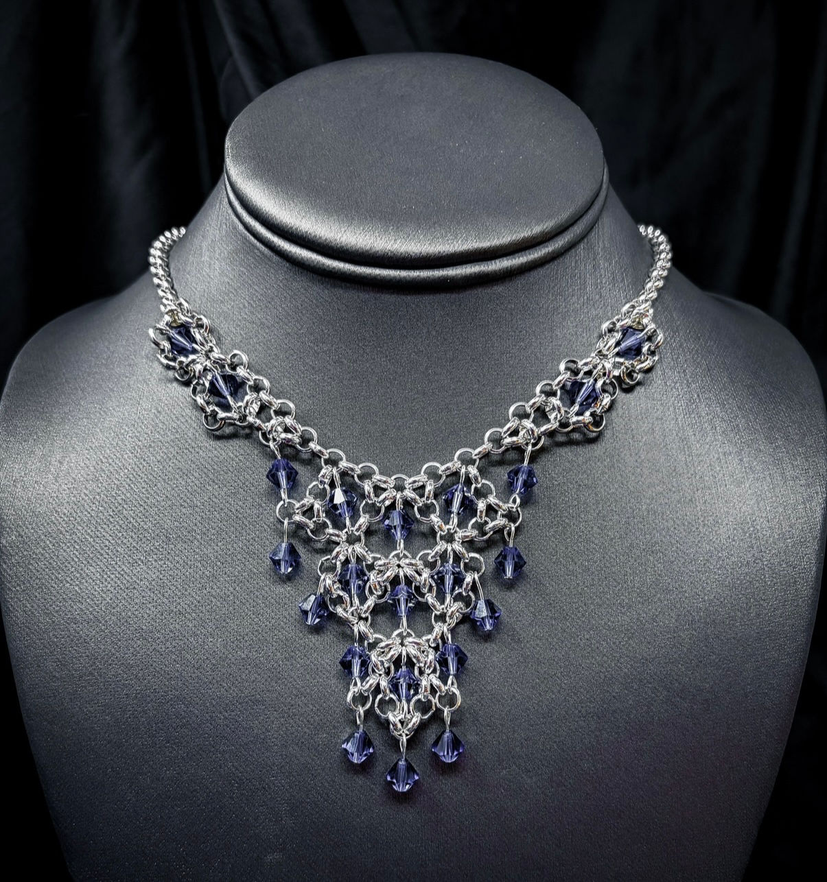 Silver and Crystal Cascade Necklace