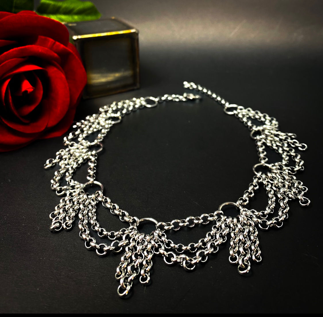 The Angelic Lace, Steel Drape Necklace