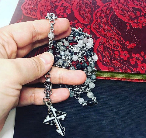 Quartz and Steel Dominican Rosary IronLaceDesign