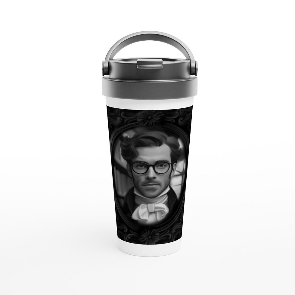 Thumbnail: GEORGE!!   White 15oz Stainless Steel Travel Mug