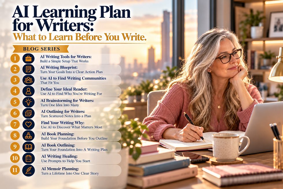 AI learning plan for writers showing how to identify skill gaps, prioritize what to learn, find useful resources, and build a focused learning plan before writing.
