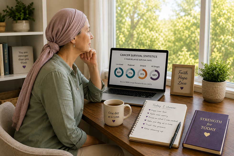 Woman finding hope after a frightening cancer diagnosis while facing cancer survival statistics.