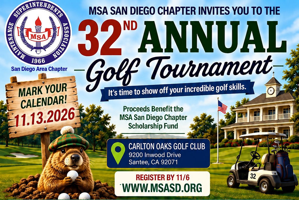 Flyer for MSA San Diego 32nd Annual Golf Tournament