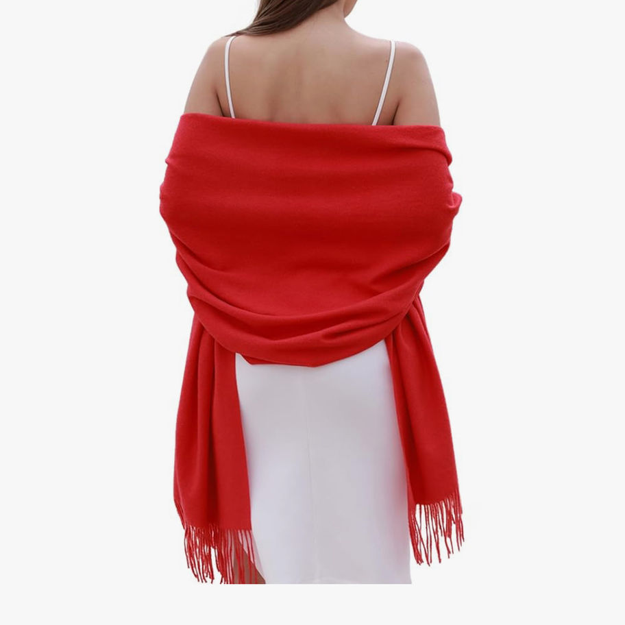 Pain Red Pashmina Scarf Back view