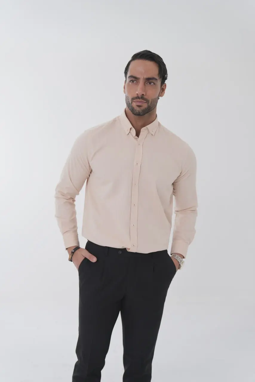 Thumbnail: Peach Cream Slim Fit Shirt