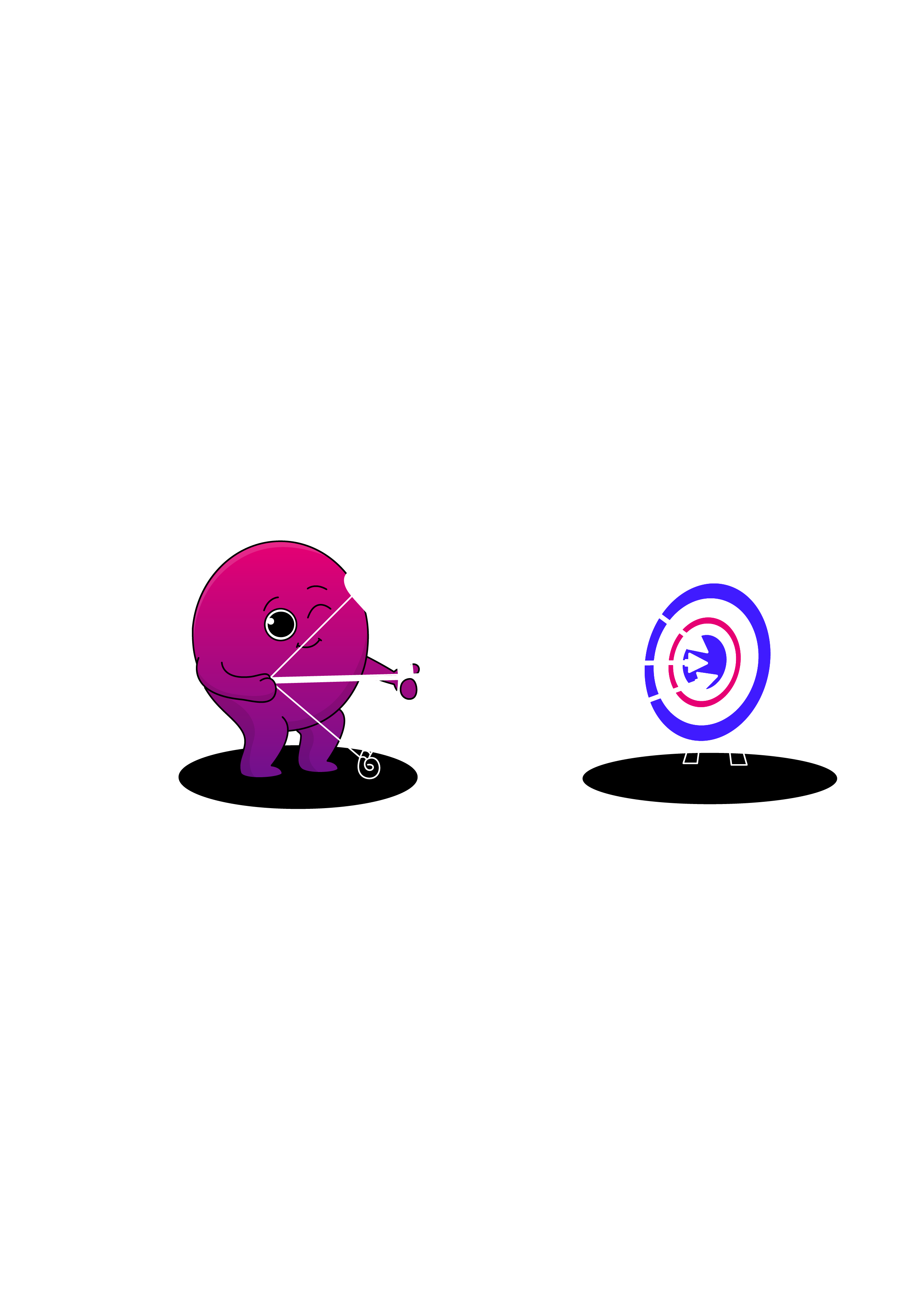 Pink character aiming a bow and arrow at a target