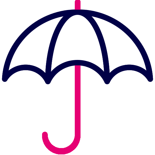 Blue and pink umbrella icon