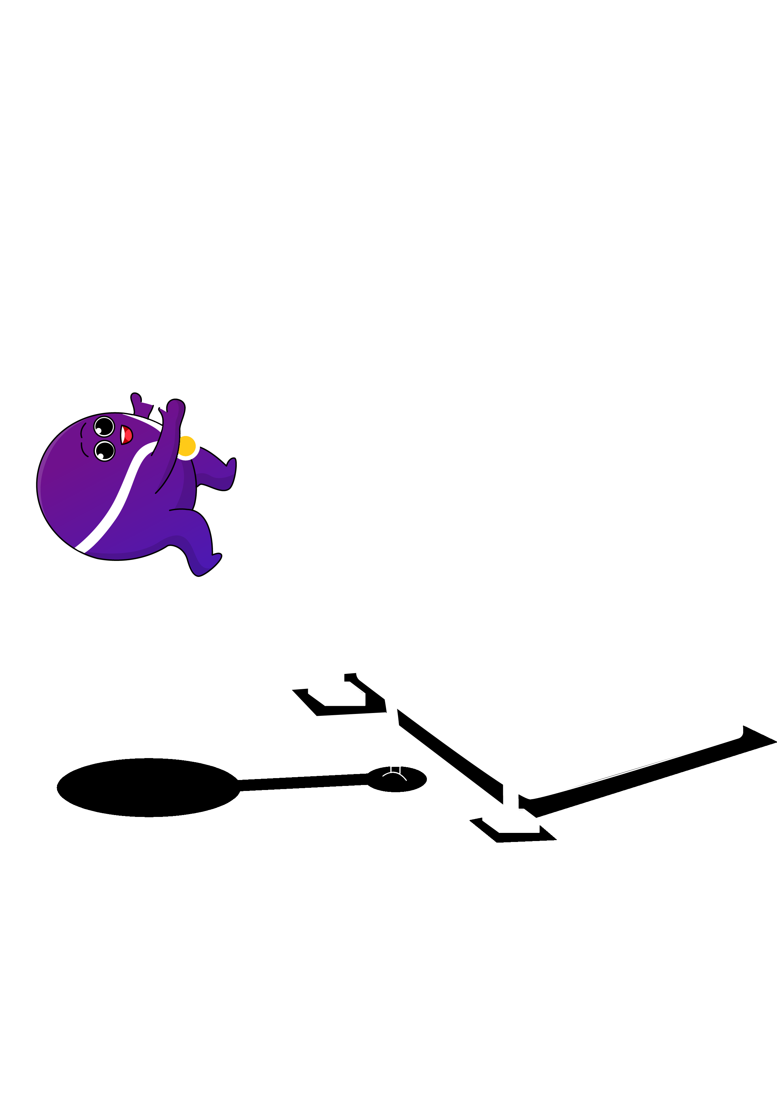 Purple character performing a pole vault jump.