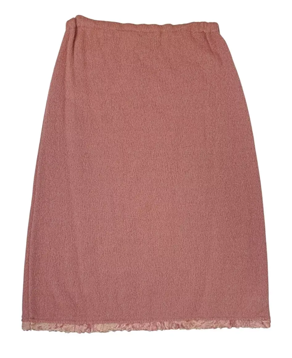 Hình thu nhỏ: FENDI Wool Knee Length Skirt 40 6 Pink Fur Trim Elastic Waist Midi