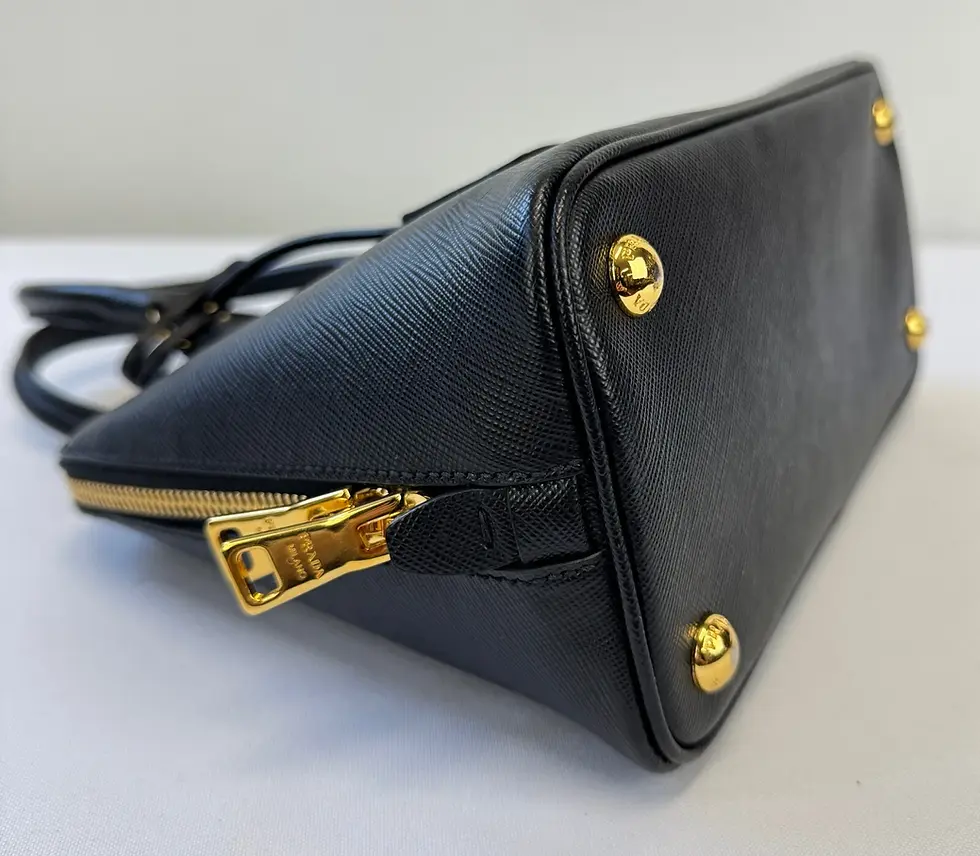 縮圖：PRADA Promenade Saffiano Lux Leather Crossbody Bag Small Black Gold Hardware