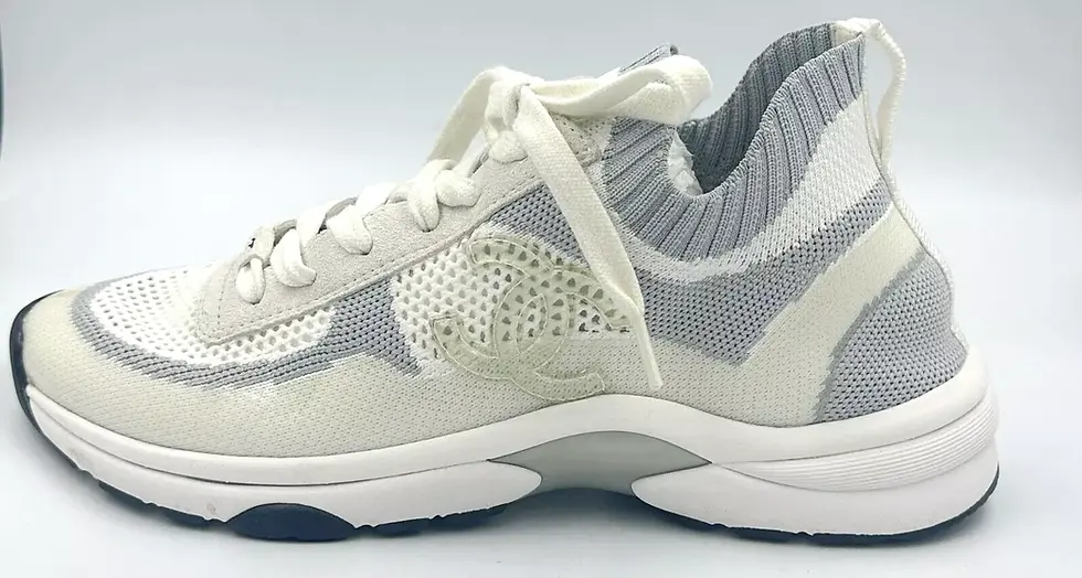 Thumbnail: CHANEL Canvas Suede Calfskin TPU Low Top Sneakers 38 Gray White CC Logo 7 Shoes