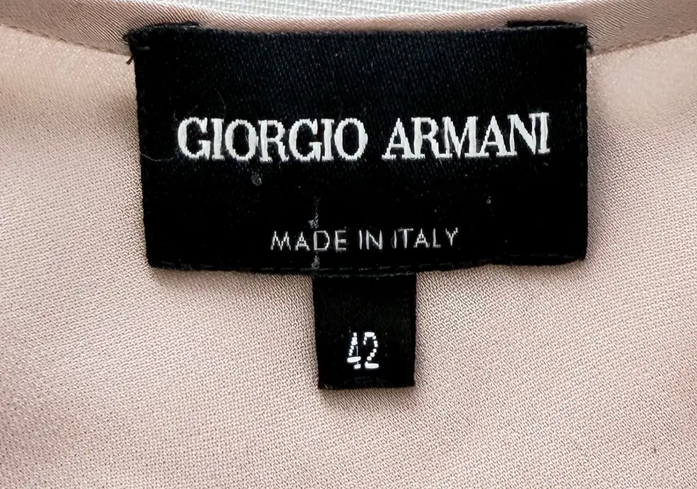 Hình thu nhỏ: GIORGIO ARMANI Blush Blouse Silk Satin Long Sleeves Front Bow Ruffles 42 M