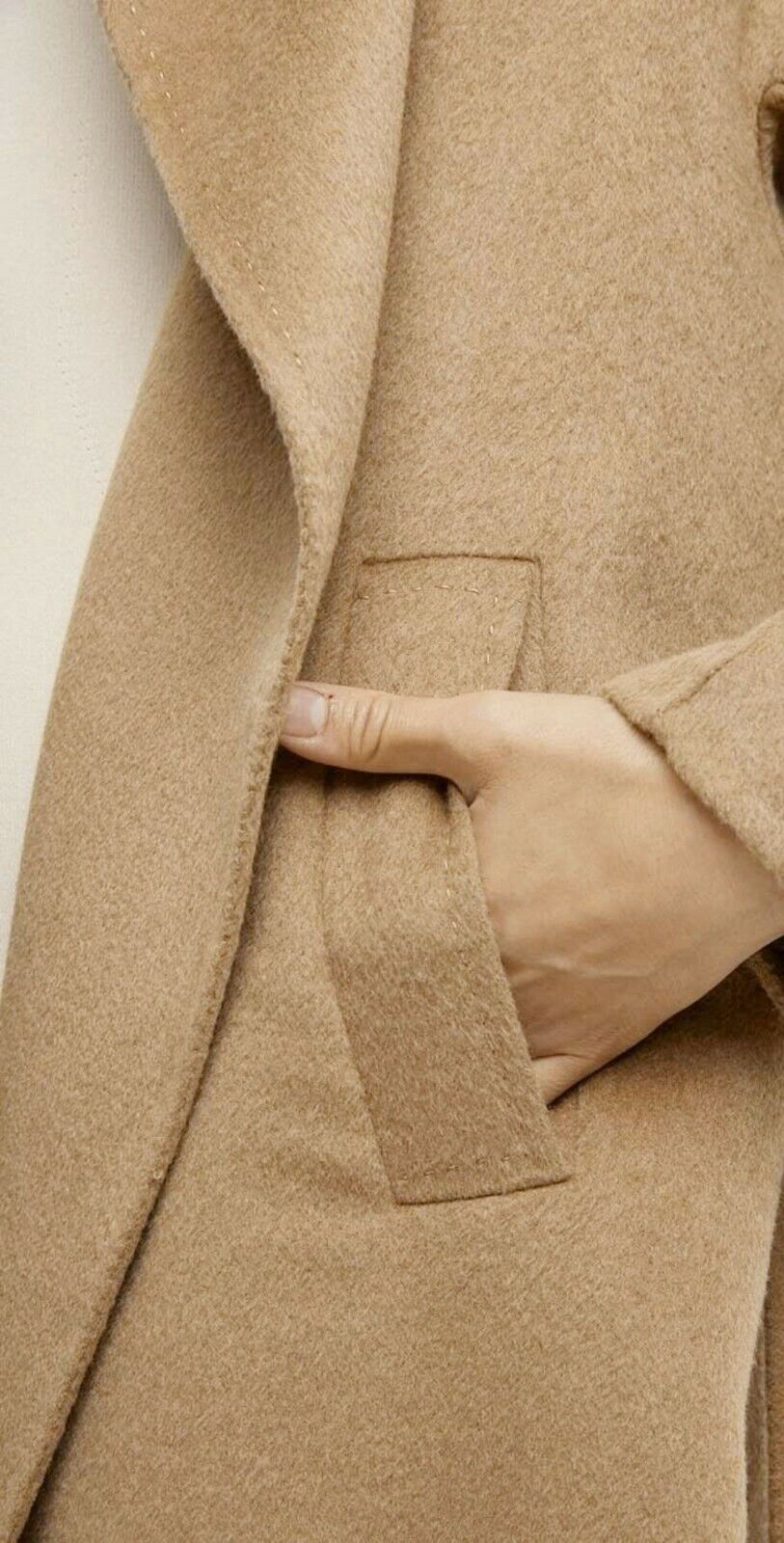 Miniatura: MAURIZIO PECORARO Milano Beige 100% Camel Hair Trench Coat 8 Double Breasted