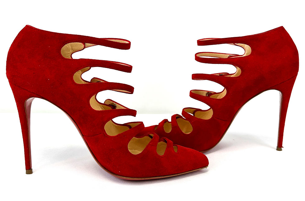 Miniatura: CHRISTIAN LOUBOUTIN Viennana Suede Pumps 40 10 US Red Pointed Toe 4.5 inches