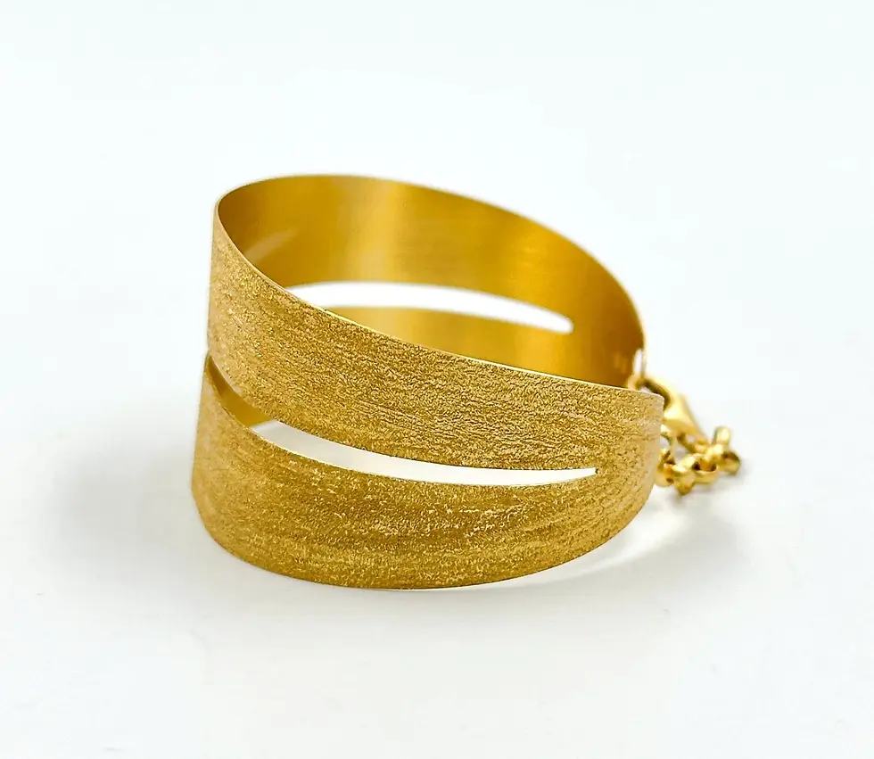 Thumbnail: NEW STEFANO PATRIARCHI Surf G Pud Silver 925 Gold Plated Dotted Bracelet Bangle
