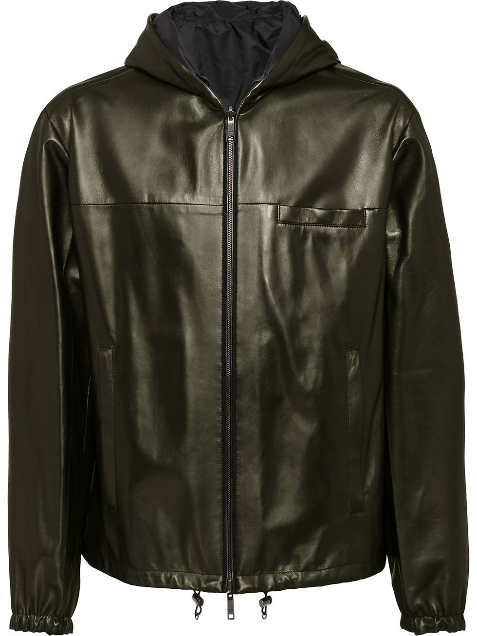 縮圖：PRADA Grey Green Reversible Nappa Leather Nylon Jacket Unisex 50 40 US