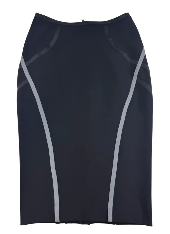 Hình thu nhỏ: NWT DONNA KARAN Urban Body Stretch Pencil Knee Length Skirt Petite Black Cotton