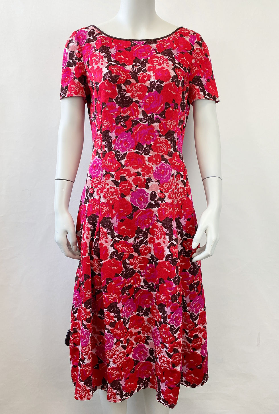 Thumbnail: ST. JOHN COLLECTION Indian Rose Blister Jacquard Dress Red Multi 2