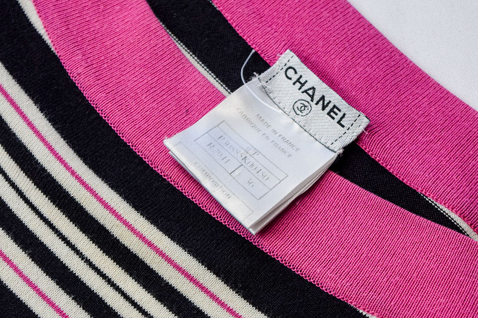 縮圖：CHANEL Cotton Mini Dress 36 4 Pink Black White Stripes Bateau Neck 2007