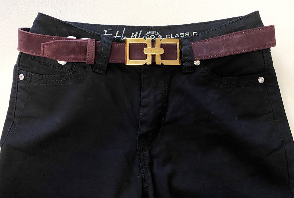 Miniatura: SALVATORE FERRAGAMO Belt Burgundy Suede Gold Buckle Unisex 80 32 Small RARE