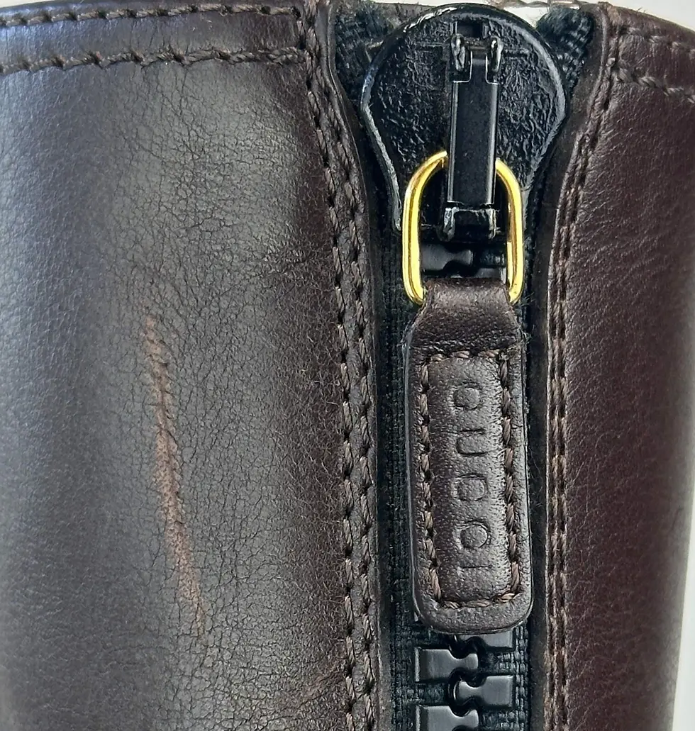 Hình thu nhỏ: GUCCI Leather Riding Boots 40 10 US Brown Web Accent Black Zipper Accent