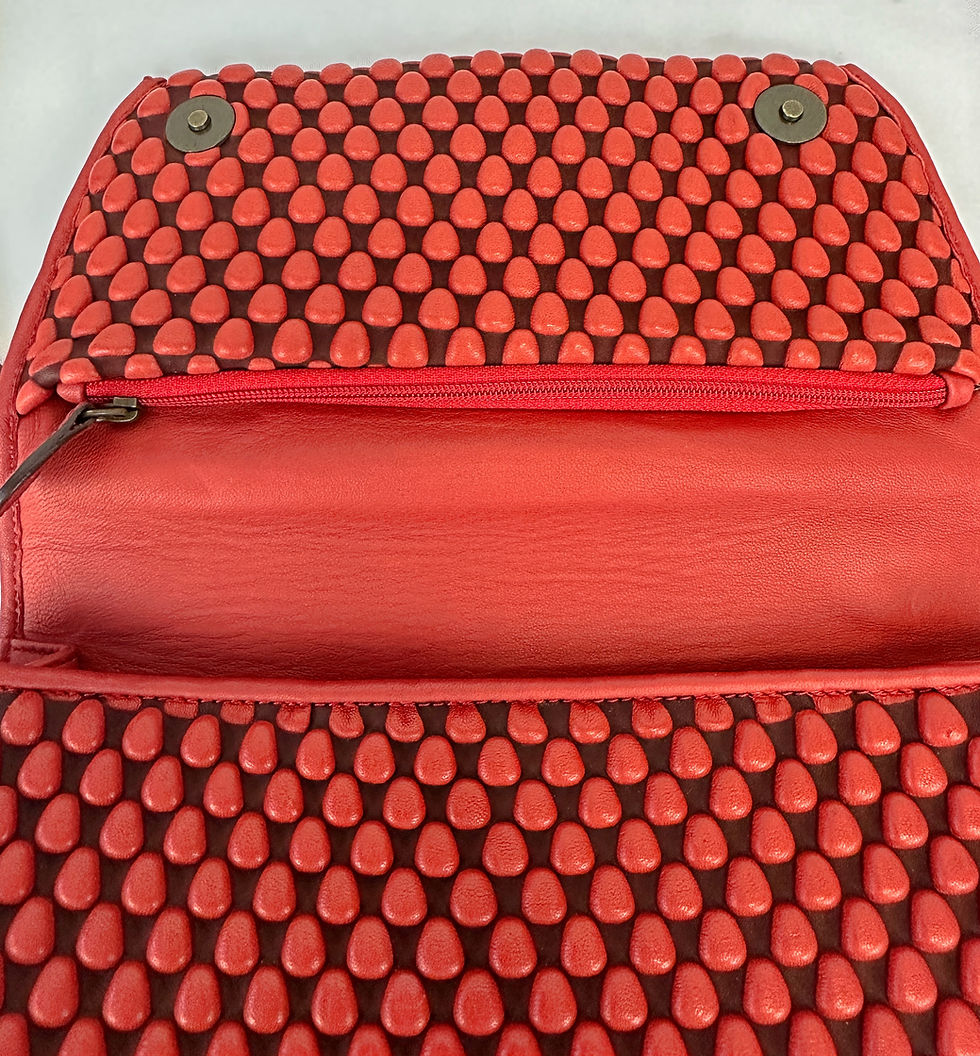 Hình thu nhỏ: TISSA FONTANEDA USA Red Nappa Bubbles Lambskin Pigalle Long Chain Medium Bag NEW