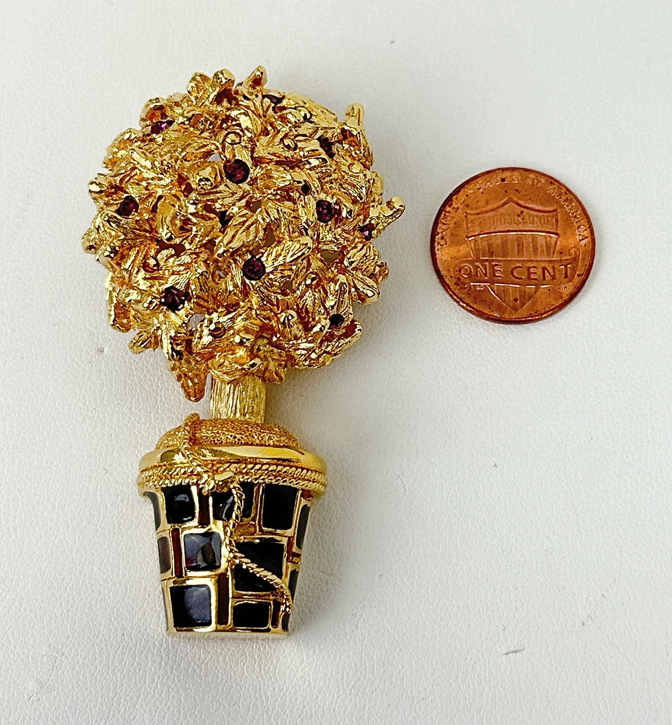 Miniatura: ST. JOHN Enameled Topiary Christmas Tree Pin Brooch 22KGP Signed