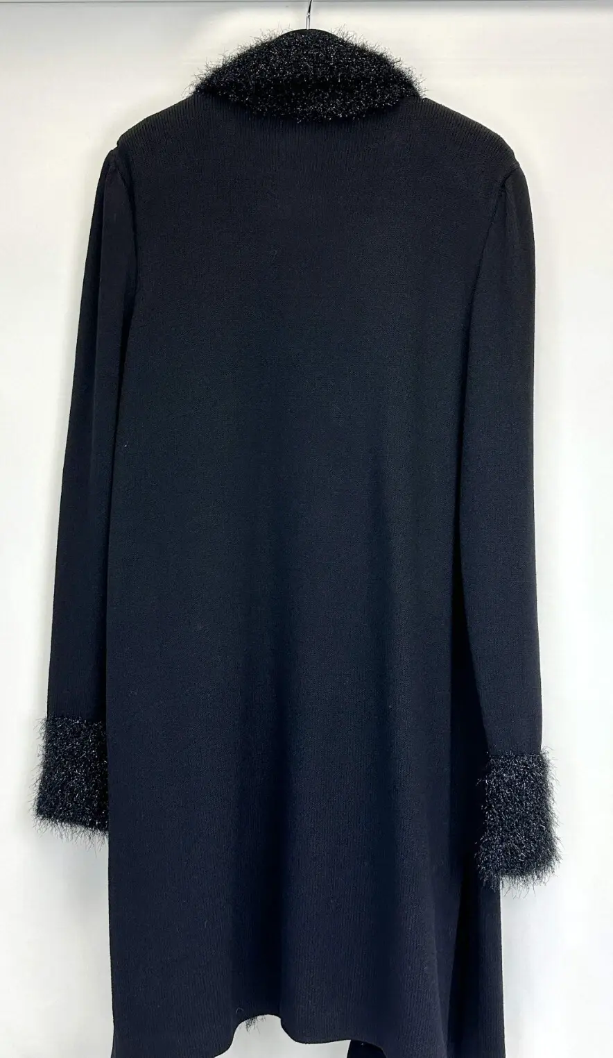 Hình thu nhỏ: ST. JOHN COLLECTION Santana Knit Wool Long Cardigan Black Metallic Large L 16 14