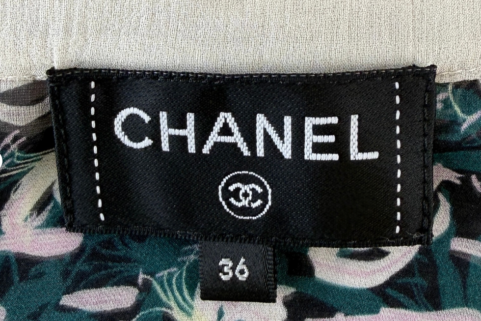 縮圖：CHANEL Metiers d'art Green P/F 2023 36 Floral Silk Button Blouse Long Sleeve 4