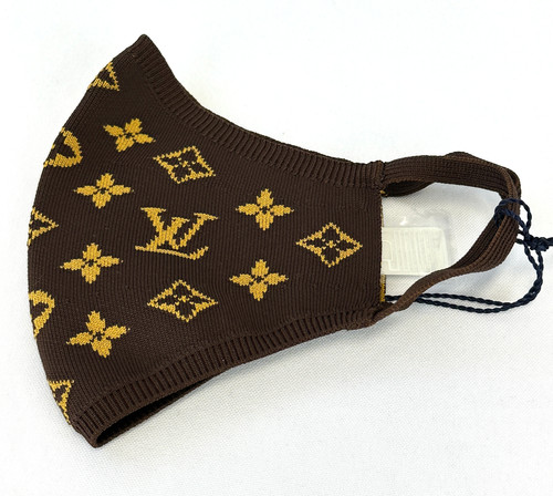 LOUIS VUITTON Monogram Brown Knit Face Mask S00 M76747
