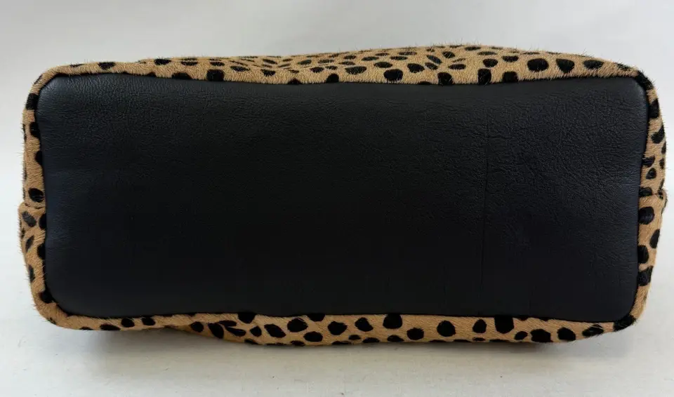 Miniatura: NEW PARKER THATCH Leopard Hair Jane Leather Tote Shoulder Bag Large Brown Black