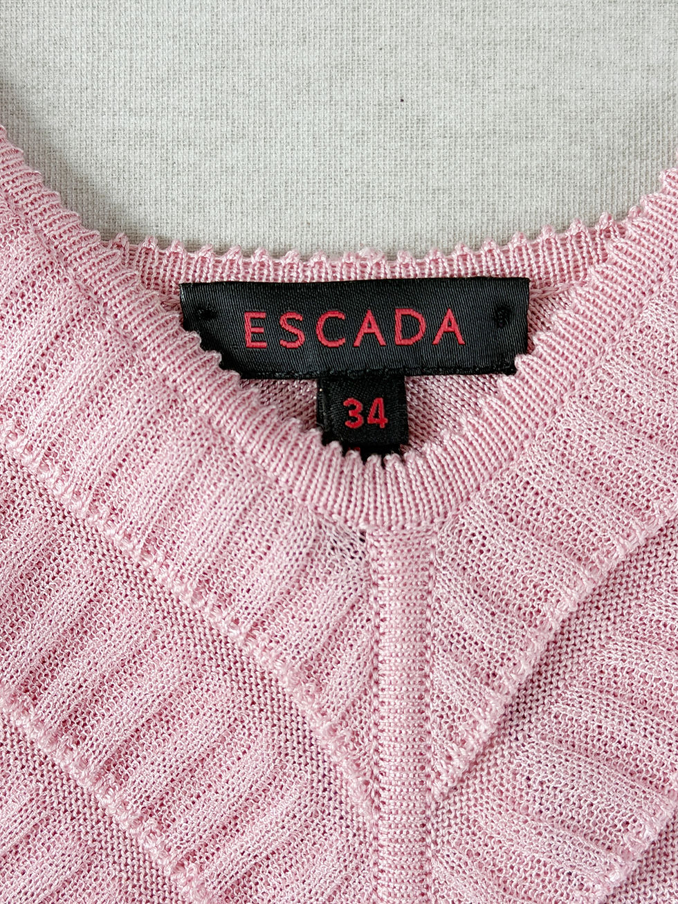 Thumbnail: ESCADA 2PCS Cardigan Dress 34 Pink Layered Ruffle Long Sleeves Buttons
