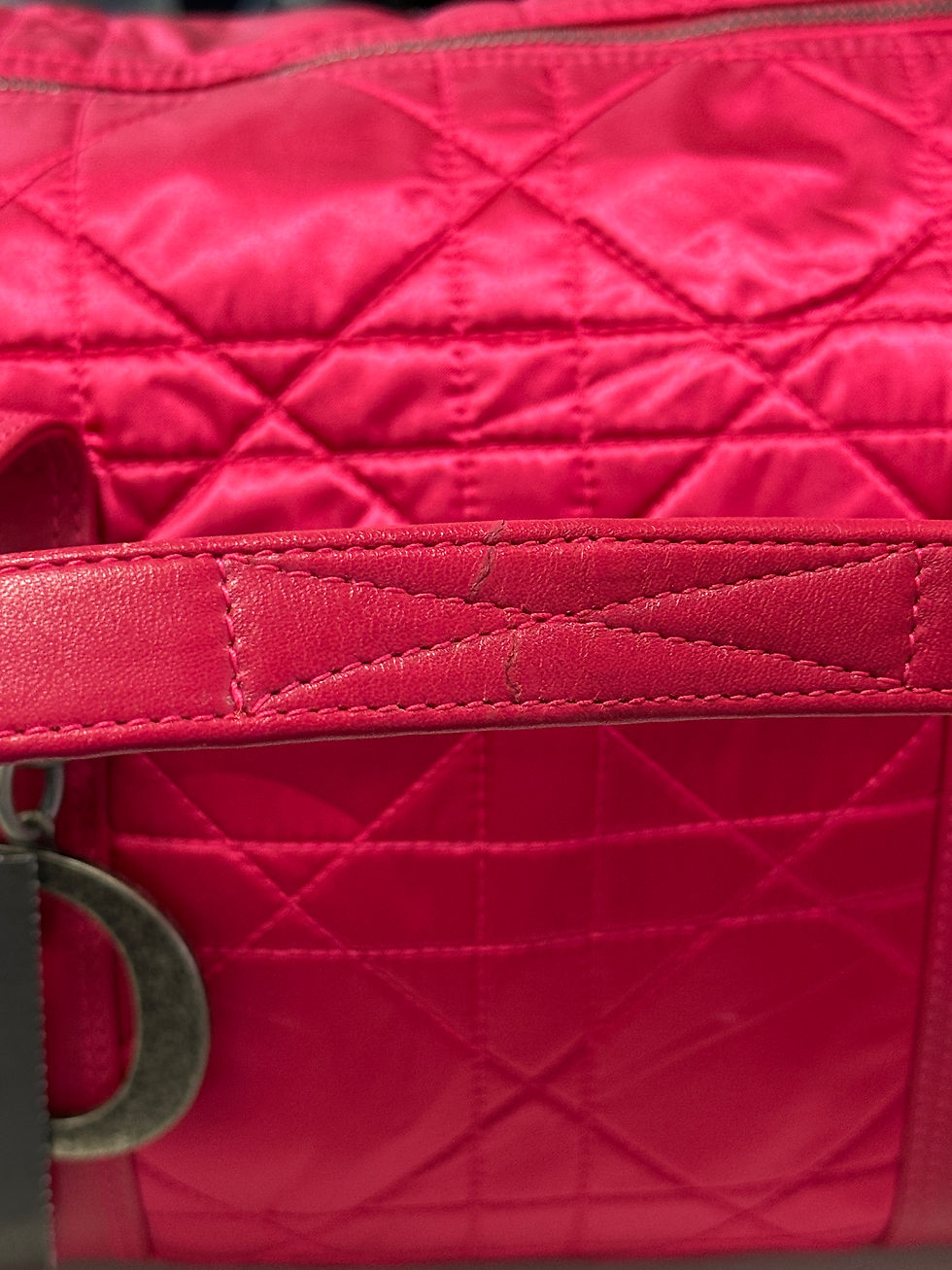縮圖：CHRISTIAN DIOR Nylon Cannage Polochon Medium Bag Rouge Clair
