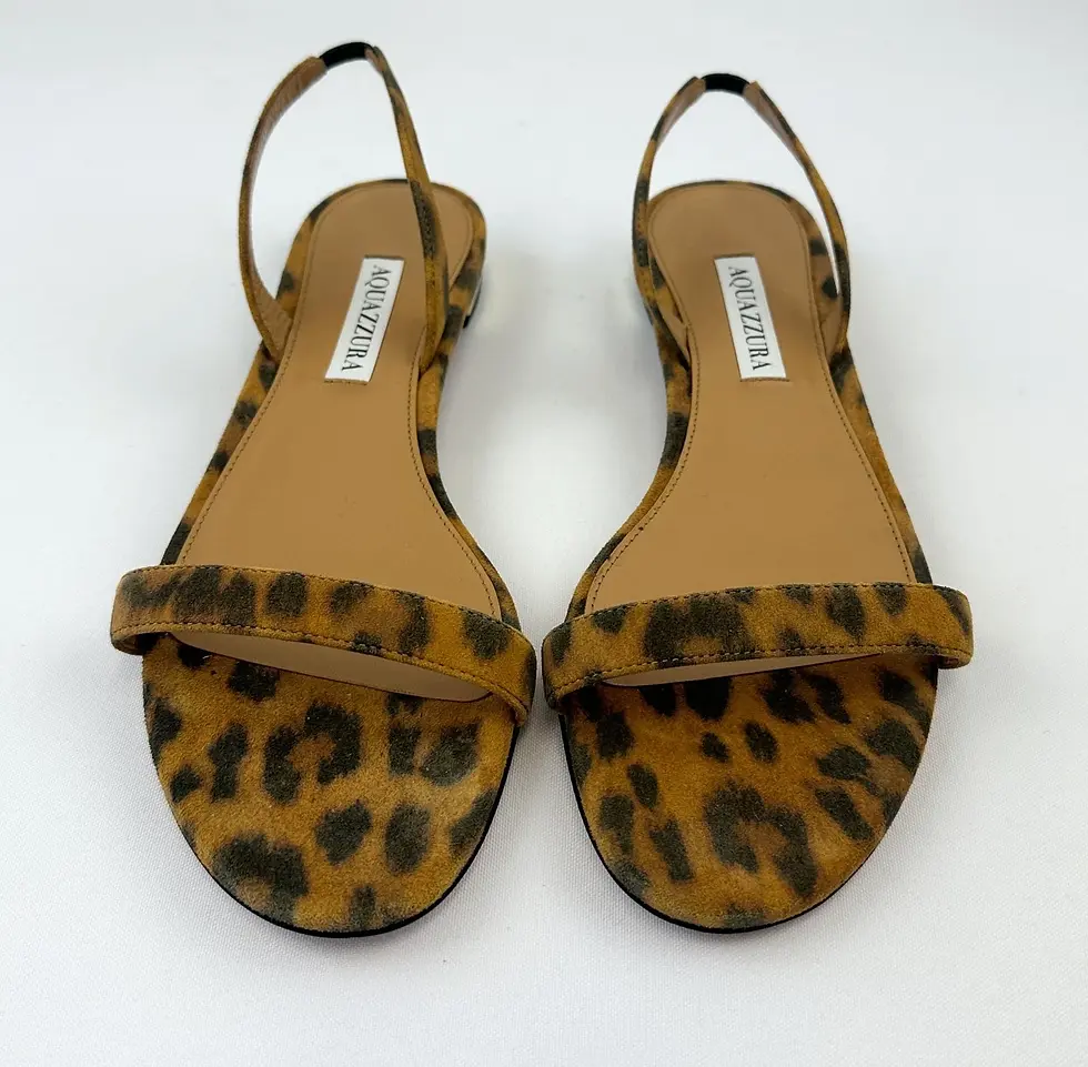 Miniatura: AQUAZZURA So Nude Leopard Print Flat Sandals 38.5 Brown Black Slingback 8.5