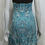 Miniatura: ESCADA Teal Paisley Suede Trim Tassels Ruffles Strapless Dress 36 6