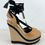 Miniatura: GUCCI Suede Lace Up Espadrilles Wedges 36.5 6.5 Camel Black Heel Platform