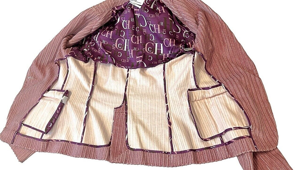 Hình thu nhỏ: NEW CAROLINA HERRERA Corduroy Jacket Blazer 8 Dusty Pink Single Breasted RARE