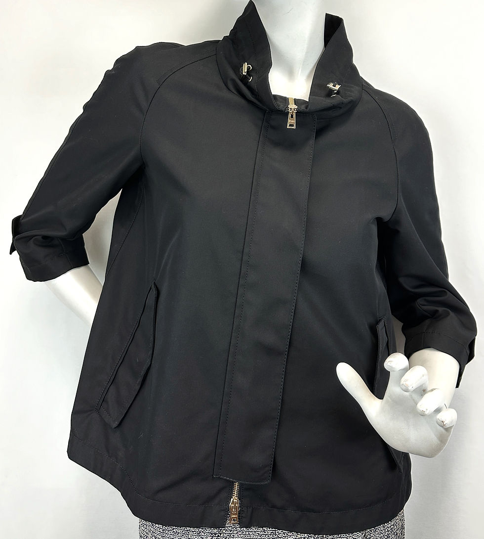 Thumbnail: HERNO Rain Collection Black 3/4 Sleeves Short Cotton Jacket 42 6