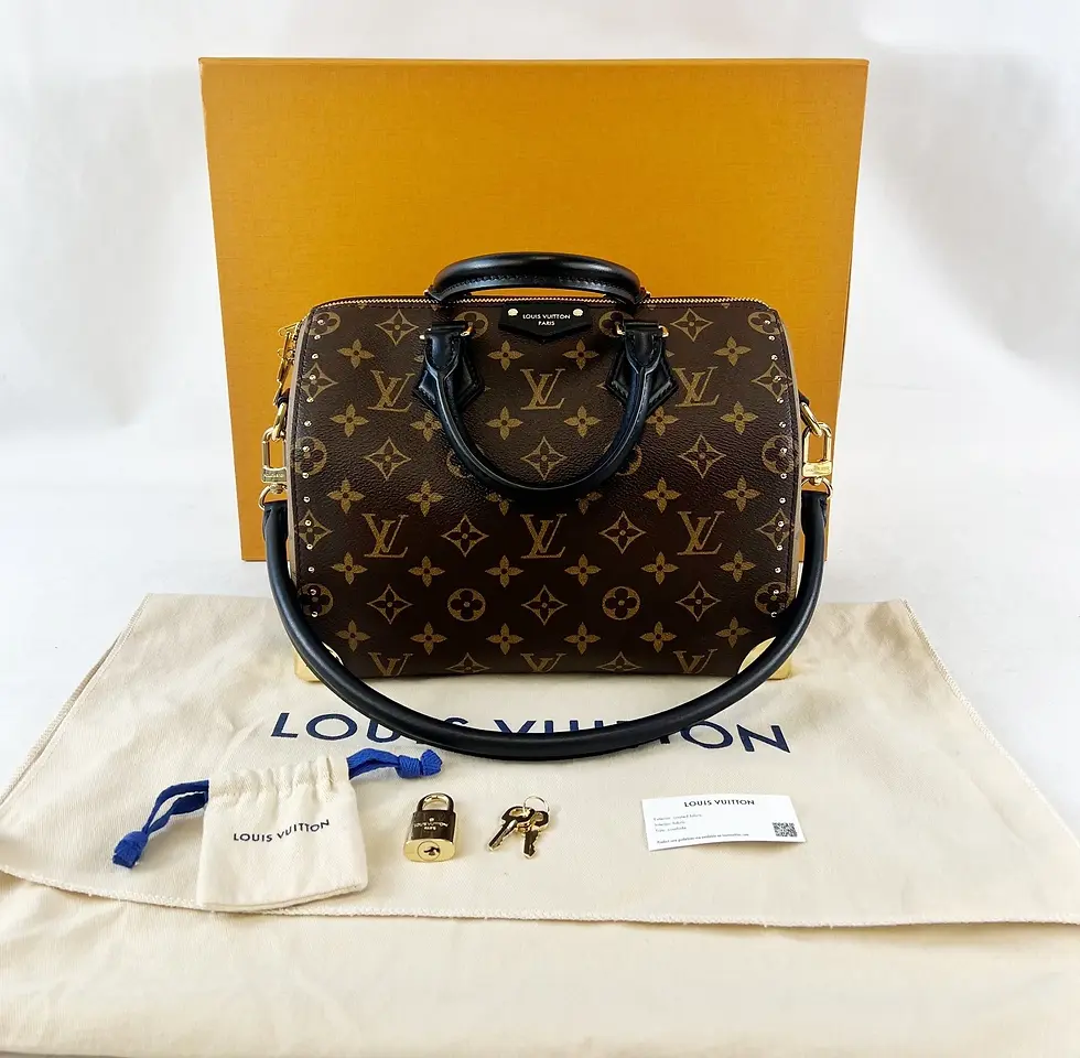 Miniatura: NWT LOUIS VUITTON Monogram Coated Canvas Speedy Trunk 25 Brown Leather M26181