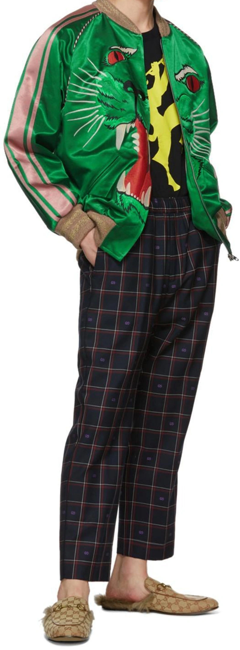 Thumbnail: GUCCI Princetown GG Canvas Fur Flats Mules Slipper 10 Rust Neutral Horshoe Buckl