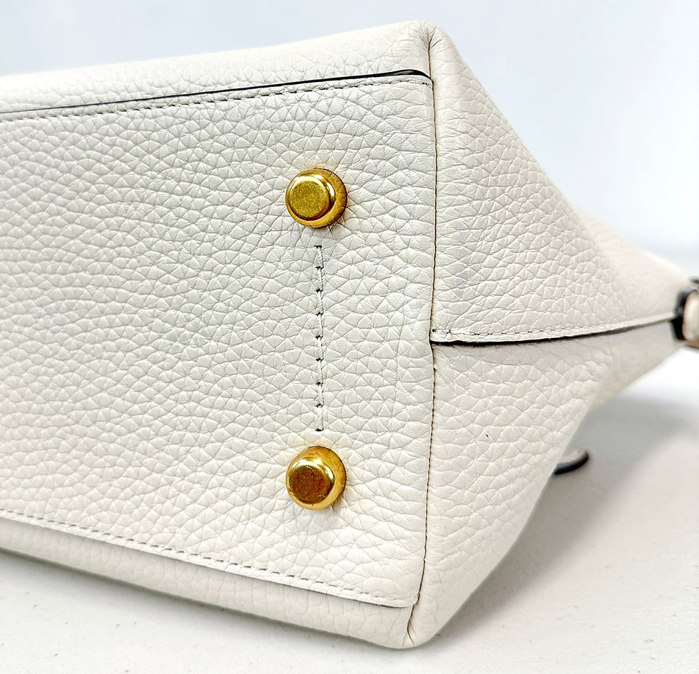 Thumbnail: COACH Cara Pebble Leather Satchel Crossbody Bag Chalk White Gold Hardware Medium