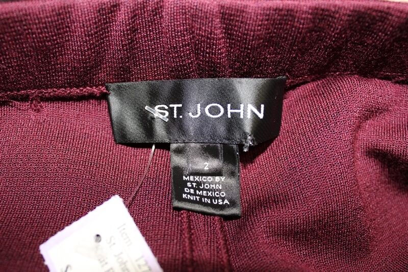 Miniatura: ST. JOHN Burgundy Milano Knit Bootleg Stretch High Waisted Pants 2