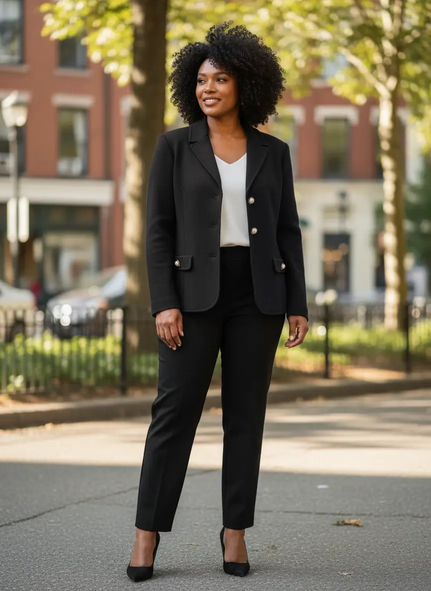 ST. JOHN Collection Santana Knit Single Breasted Jacket 14 Black Pearl Buttons