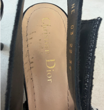 縮圖：CHRISTIAN DIOR 39 Macrame Embroid J'ADIOR Black Nior Lace Slingback Heel 9 US